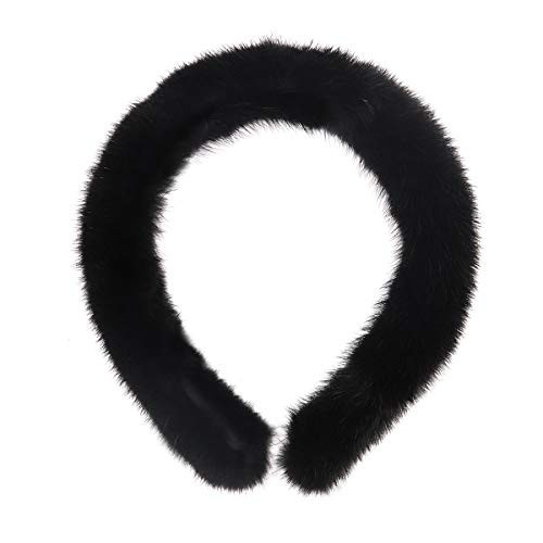 surell Real Mink Headband (Black) - Genuine Fur Hairband for Women - Girls Cute Soft Trendy Headband - Luxury Fashion Accessory - Comfortable Fluffy Headwear - One Size Fits All | Amazon (US)