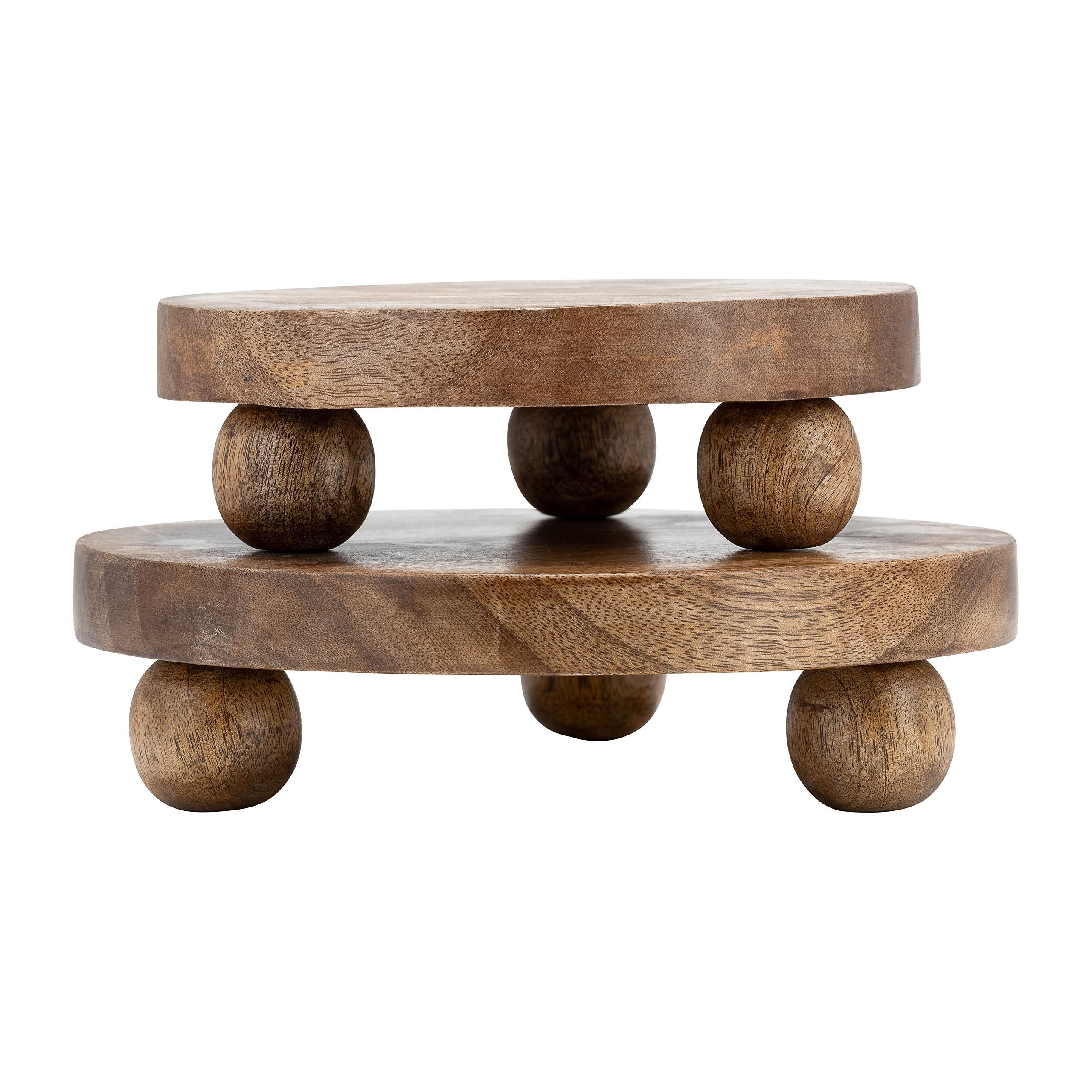 Sagebrook Home Wood, Set of 2 8/10" D Round Risers, Natural, Round, Mango Wood, Contemporary, 10"... | Amazon (US)