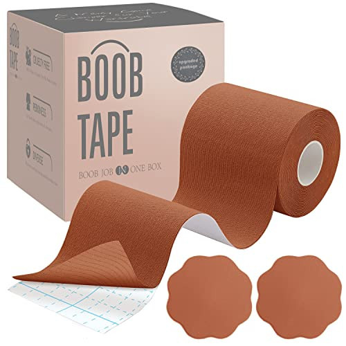 Tripsky XL Breast Lift Tape, BoobTape for Large Breasts,Body Tape for Fashion,Athletic Tape Boobtape &NippleCover for A-GCup (Caramel, 2 inch) | Amazon (US)