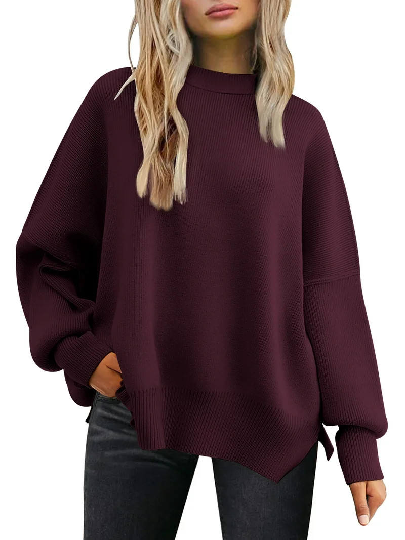 SUNBS Oversized Sweaters for Women Winter Crewneck Pullover - Cozy Knit Long Sleeve Top Casual Lo... | Walmart (US)