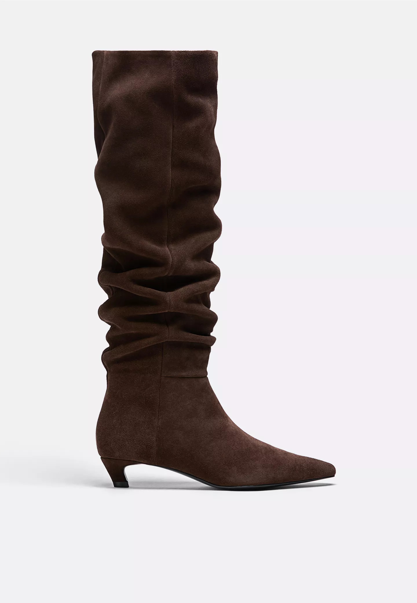 Slouchy leather kitten heel boots | Stradivarius (UK)