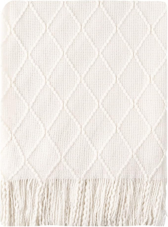 BATTILO HOME Soft Throw Blanket Warm & Knitted Blankets with Decorative Fringe Lightweight for Be... | Amazon (US)