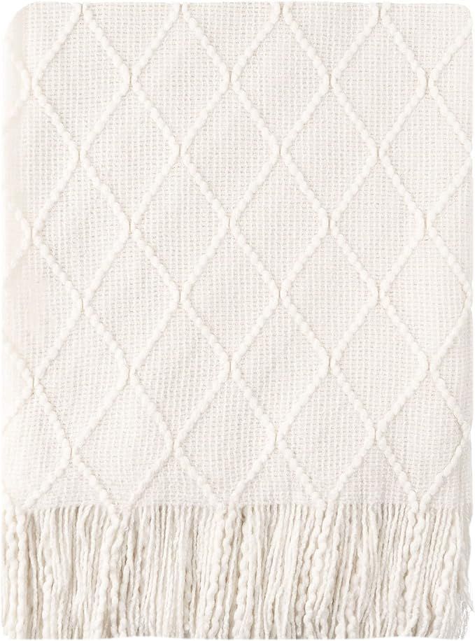 BATTILO HOME Soft Throw Blanket Warm & Knitted Blankets with Decorative Fringe Lightweight for Be... | Amazon (US)