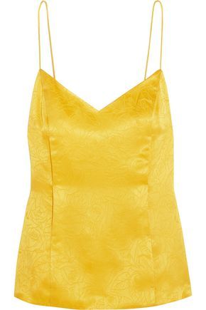 Topshop Unique Woman Floral Fatale Silk-jacquard Camisole Yellow Size 14 | The Outnet US