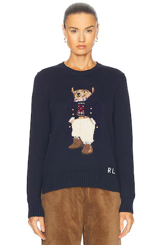 Polo Ralph Lauren Bear Long Sleeve Sweater in Hunter Navy Multi | FWRD | FWRD 