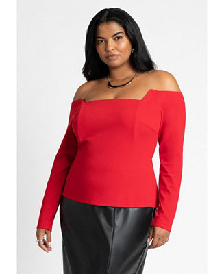 ELOQUII Women's Plus Size Square Neck Off The Shoulder Top - Macy's | Macy's