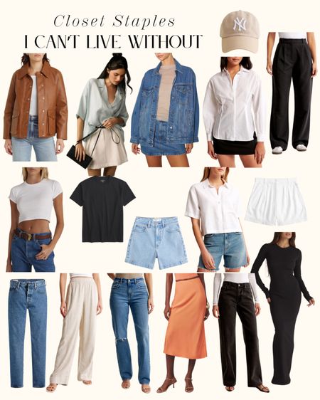 Closet Staples I Can’t Live Without 🤍 baseball cap, denim jacket, levi’s jeans, white blouse, baby tees, leather jacket, linen pants

#LTKstyletip
