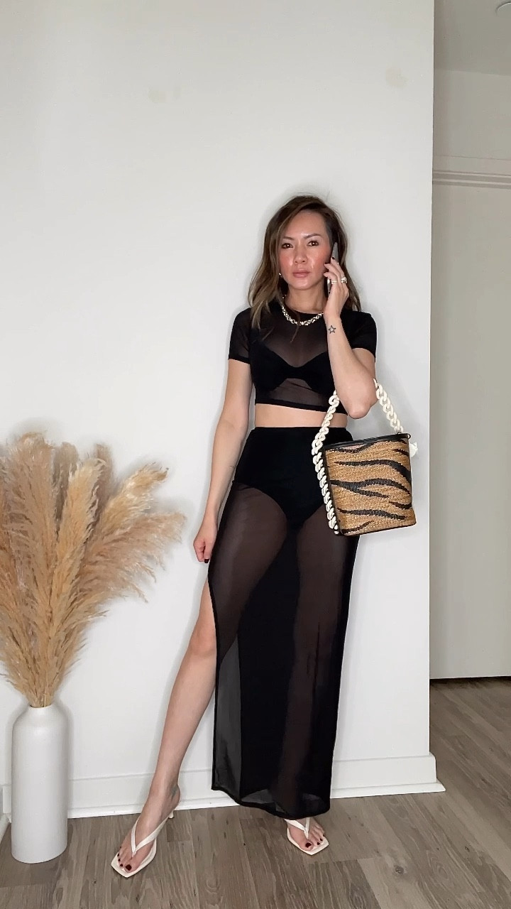 Love this sheer matching set for pool days, resort wear and vacation 🖤 Wearing a XXS in top and XS skirt. 

Matching set, summer outfit, festival outfit, sheer trend, pool outfit, vacation outfit, resort wear, swim coverup, raffia purse, sandals, Revolve, The Stylizt 



#LTKParties #LTKSwim #LTKFindsUnder100
