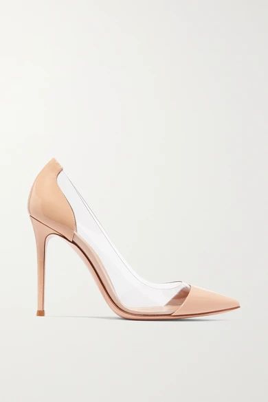 Gianvito Rossi - Plexi 105 Patent-leather And Pvc Pumps - Neutral | NET-A-PORTER (US)