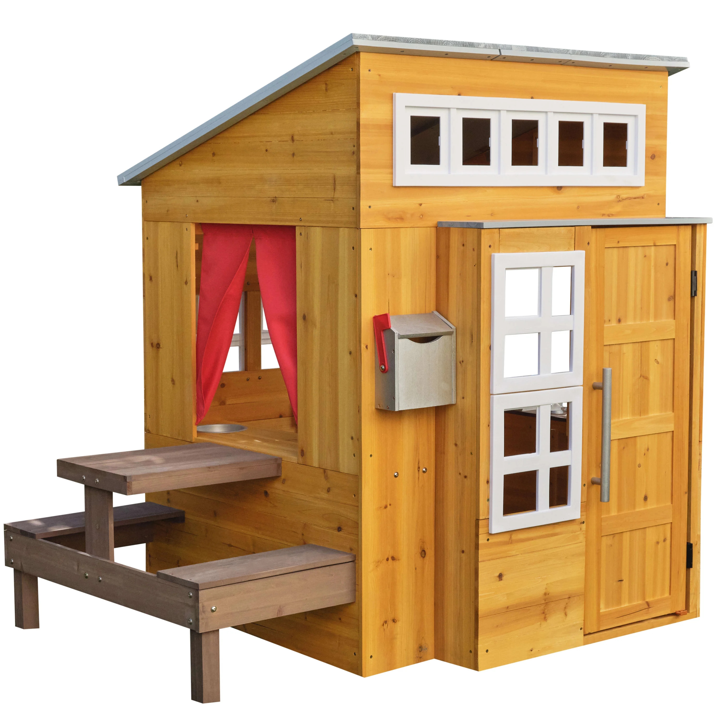 KidKraft Modern Outdoor Wooden Playhouse with Picnic Table | Walmart (US)