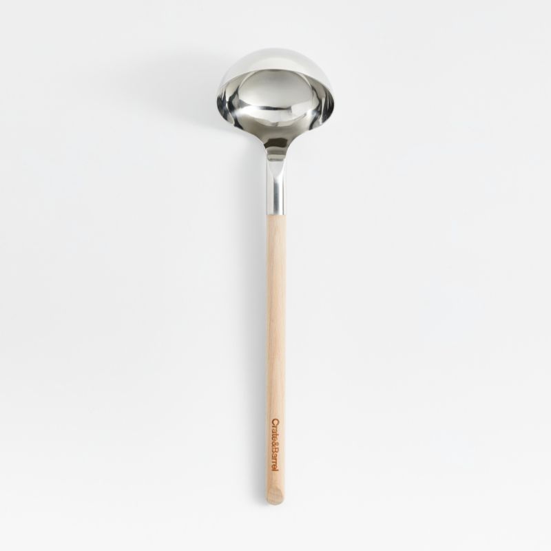 Crate & Barrel Beechwood and Stainless Ladle | Crate & Barrel | Crate & Barrel