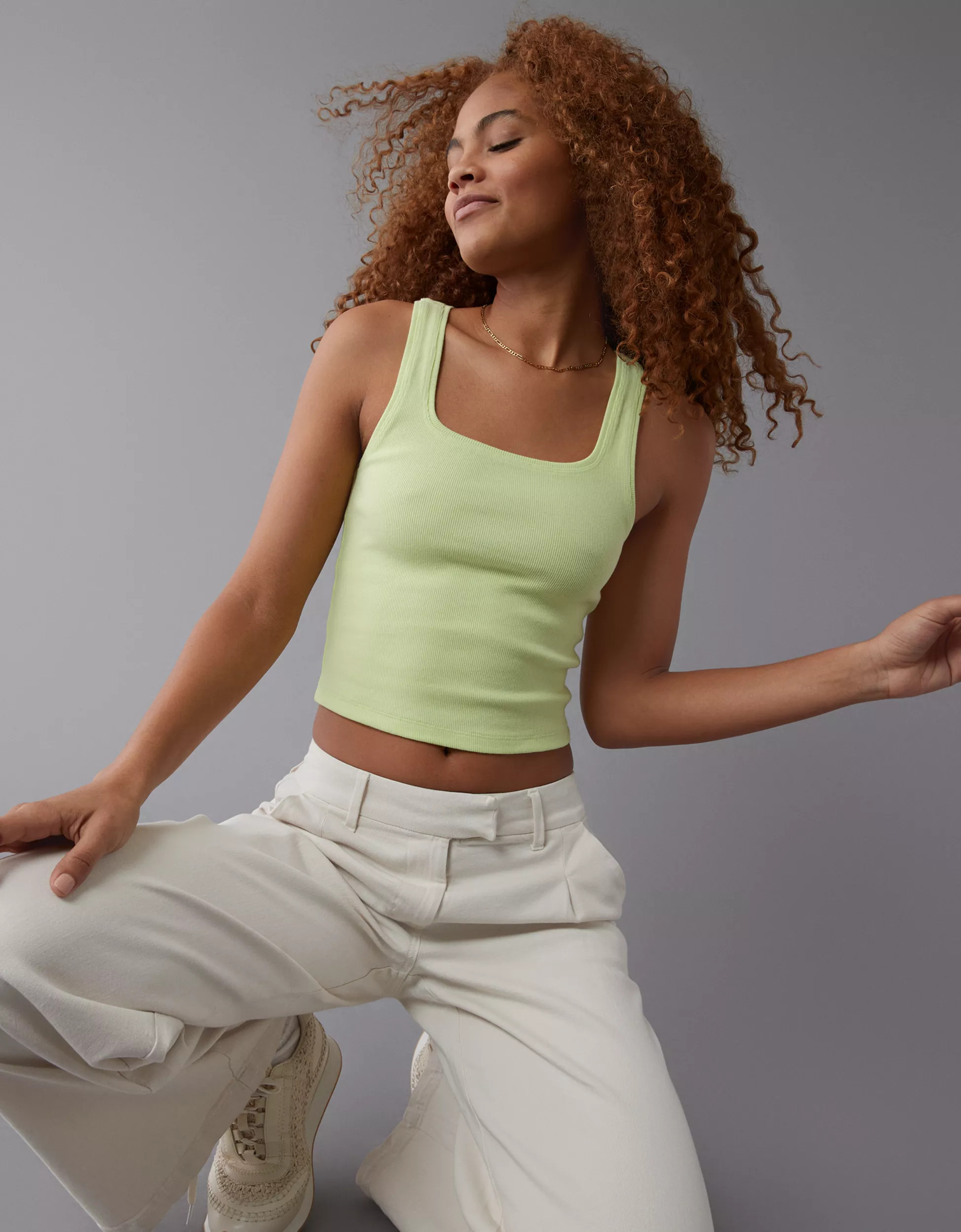 AE Square-Neck Main Squeeze Tank Top | American Eagle Outfitters (US & CA)