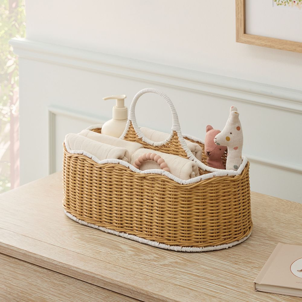 Scallop Rattan Diaper Caddy | West Elm (US)