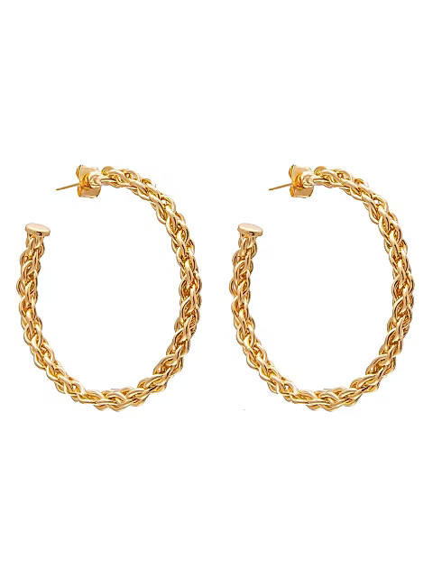 Flow 22K Gold-Plated Woven Chain Hoop Earrings | Saks Fifth Avenue