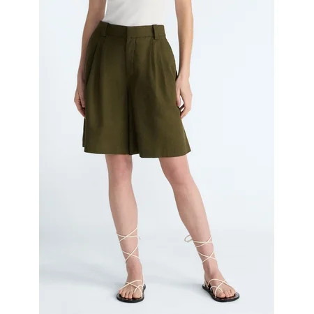 Scoop Women’s and Women's Plus Pleated Bermuda Shorts, 9'' Inseam, Sizes 0-26W | Walmart (US)