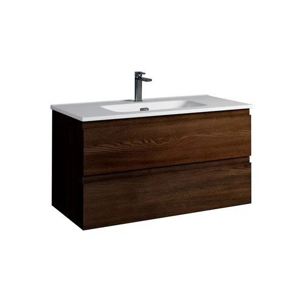 Alloro 35" Wall-Mounted Single Bathroom Vanity | Wayfair North America