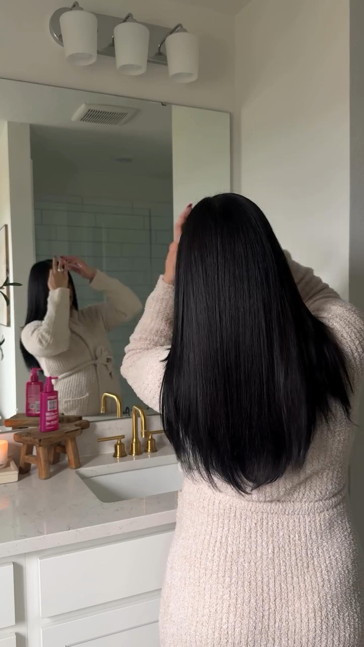 #ad Always have my hair looking sleek and put together 7 days a week using @lorealparis EverPure Iron Sleek shampoo, conditioner and the coat spray @target @shop.ltk #liketkit #TargetPartner #Target LOrealParisPartner LOrealParisHairCare EverPureIronSleek #ad