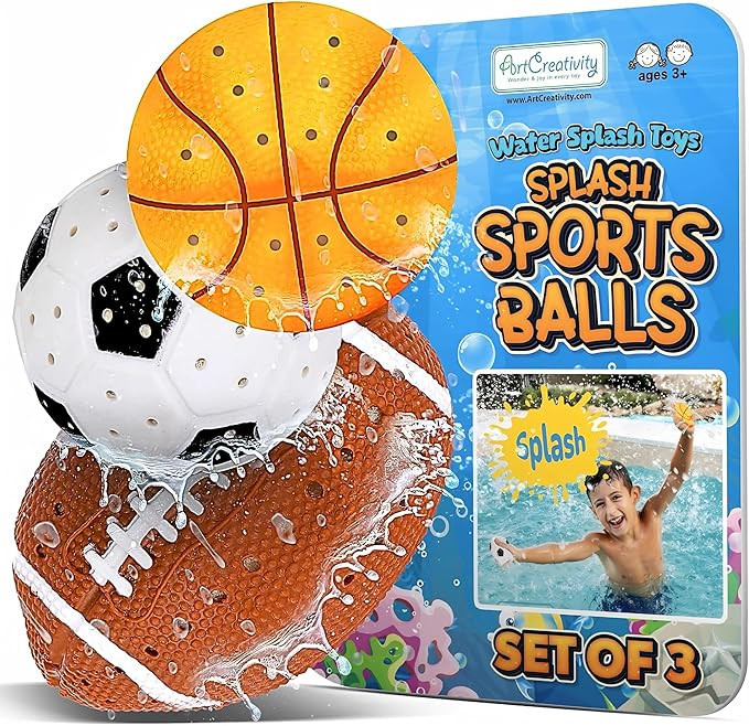 ArtCreativity Pool Toys for Toddlers 1-3, Splash Sports Balls Water Toys, 3 Different Athletic Wa... | Amazon (US)