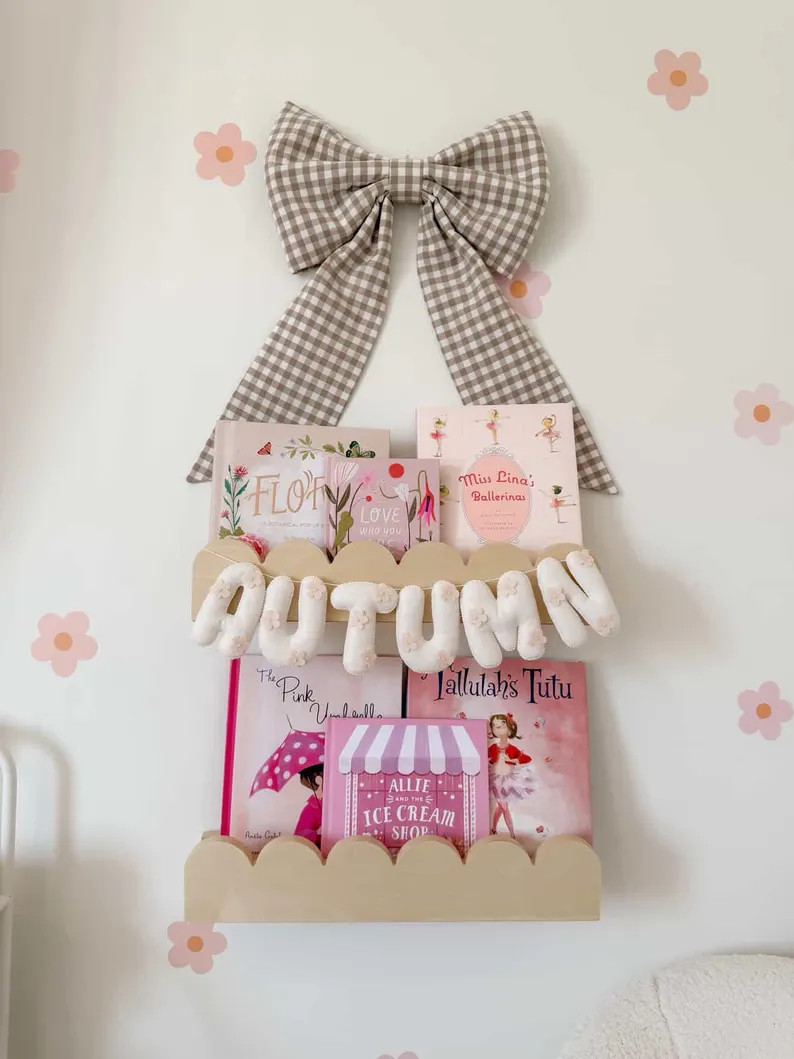 Flower Name Banner With Bows, Felt Name Banner for a Girl, Flower Name Garland With Bows, Custom ... | Etsy (US)