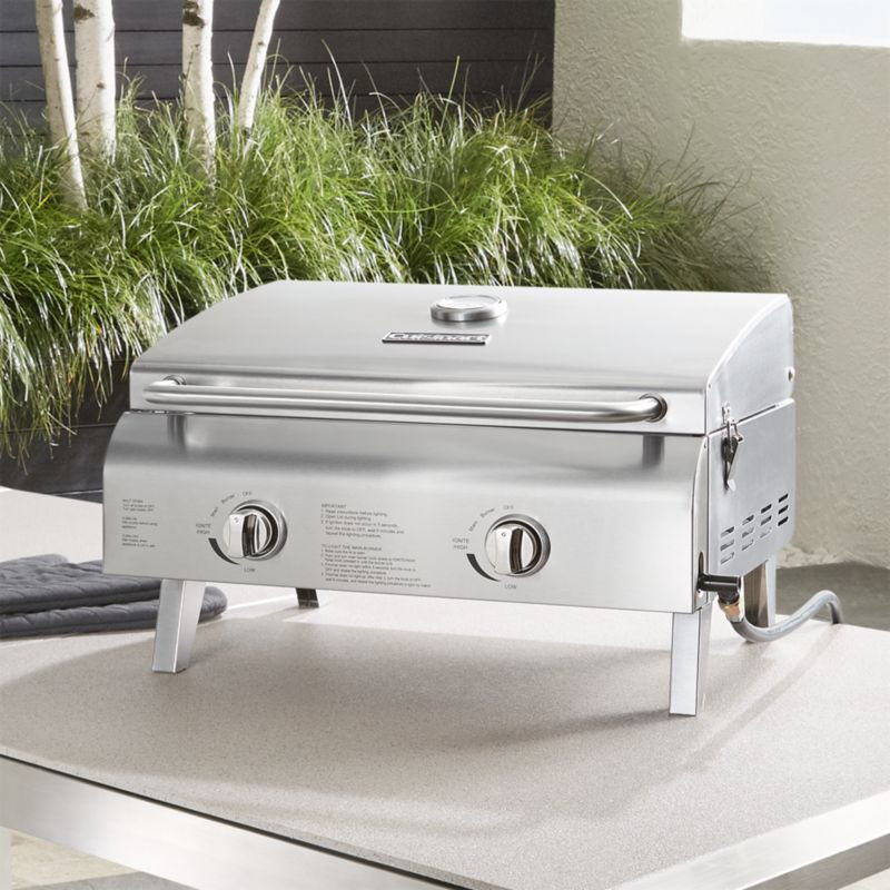 Cuisinart Chef Style Stainless Steel 2-Burner Mini Portable Tabletop Gas Outdoor Grill + Reviews ... | Crate & Barrel