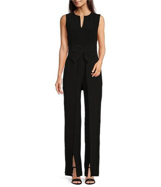 Alex Marie Barbara Split V-Neck Crossover Waist Front Leg Slit Sleeveless Jumpsuit | Dillard's | Dillard's