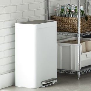 Kohler White 13 gal. Steel Step Trash Can | The Container Store