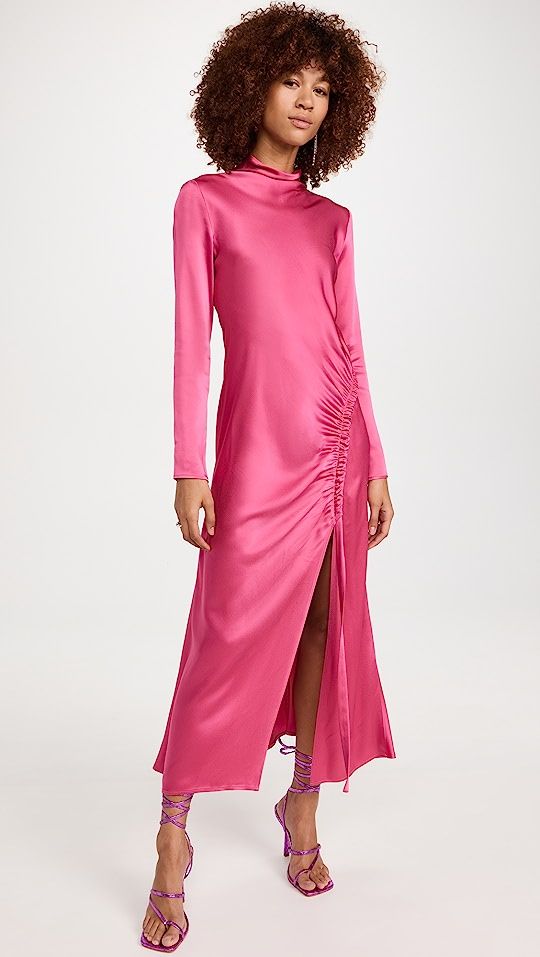 Doubleface Satin Bias Tab Slit Dress | Shopbop