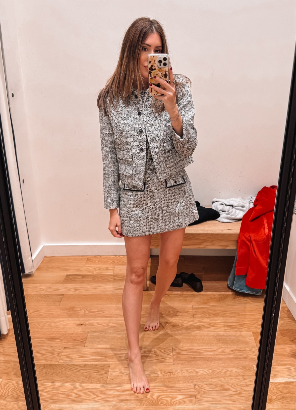 Size 8 in jacket, size 4 in skirt but needed size 2 

#LTKSeasonal