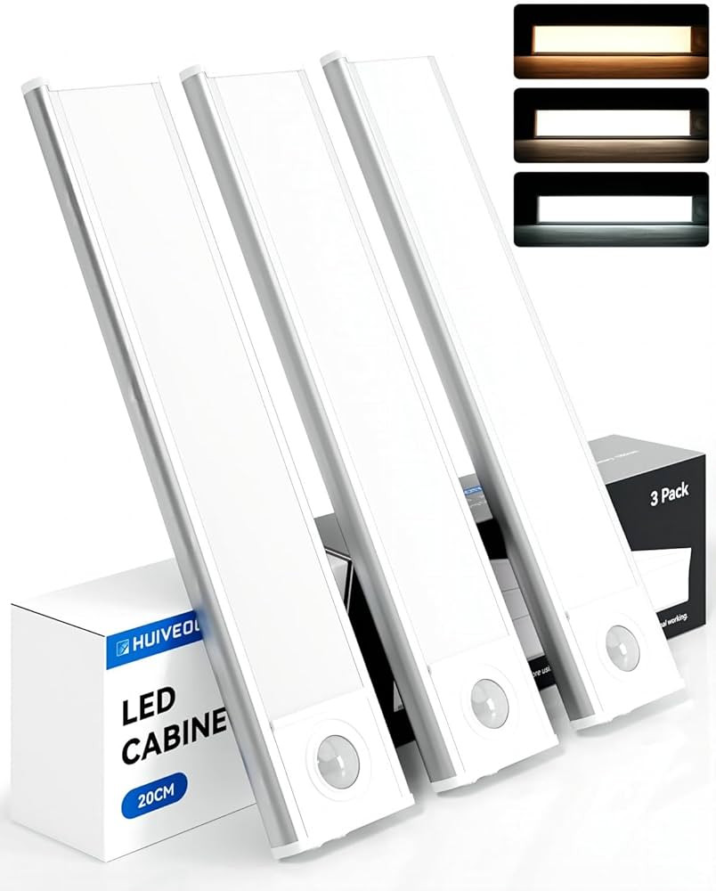 Under Cabinet Lights, 3 Color Temperatures Motion Sensor Light Indoor, 32 LED Rechargeable Magnet... | Amazon (US)