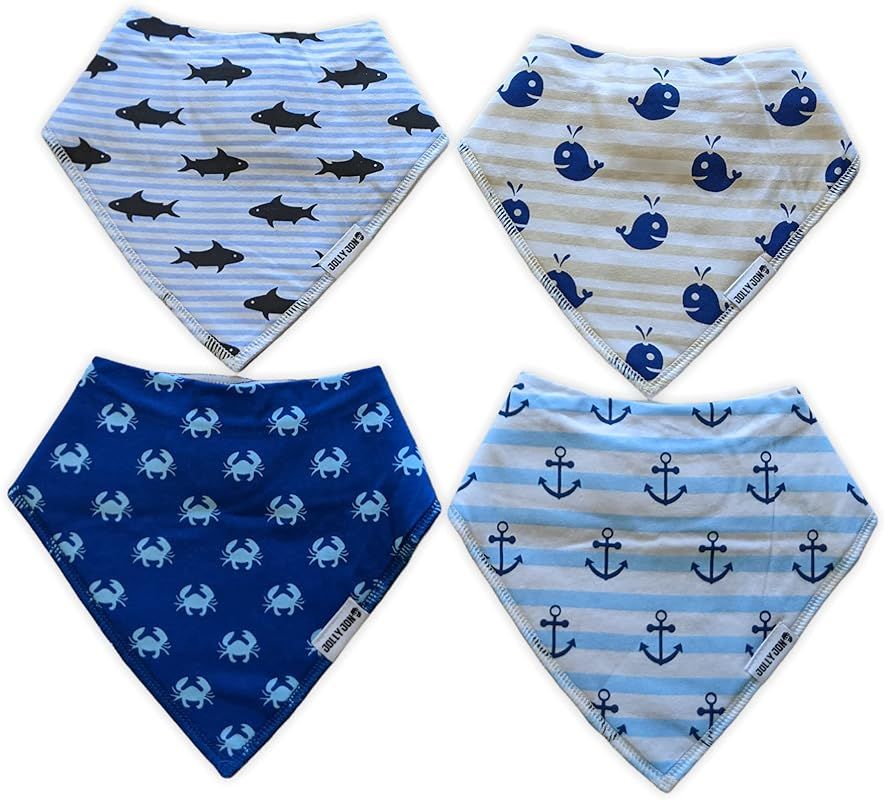 Jolly Jon Nautical Baby Bandana Drool Bibs - 4 Pack Baby Bib Gift Set - Nautical Drooling and Tee... | Amazon (US)