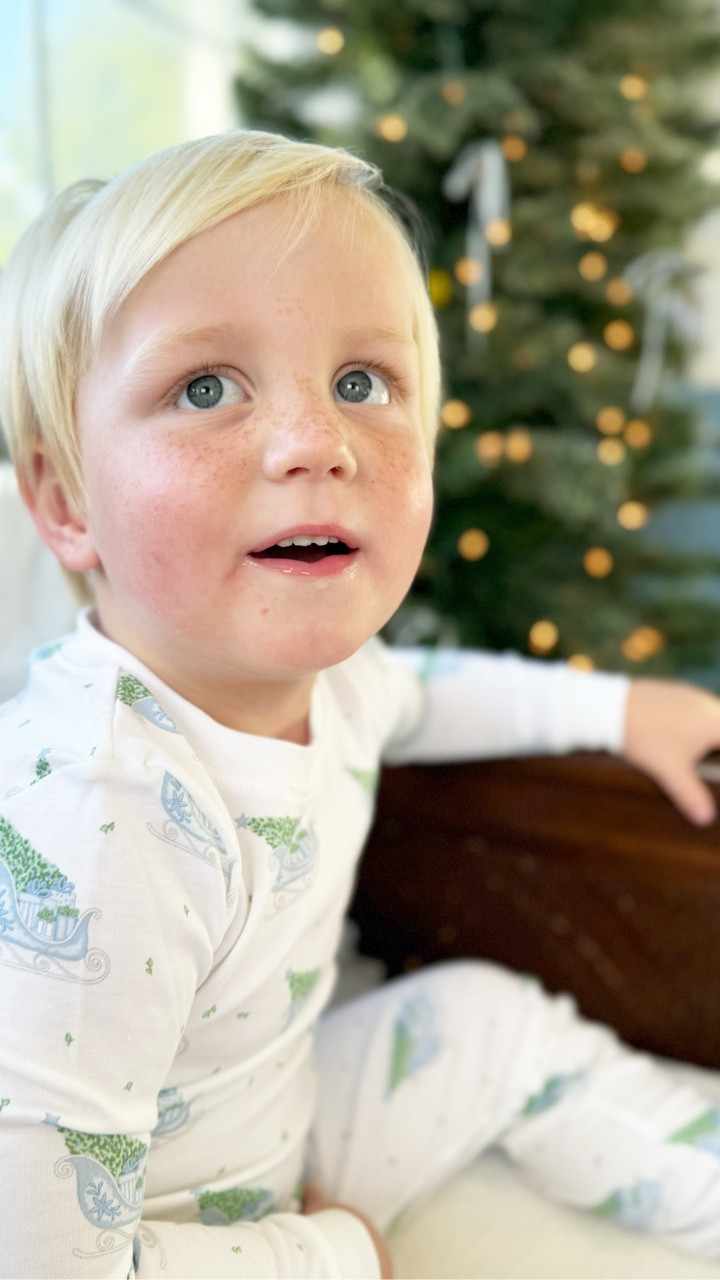 Morning snuggles with this sweet boy will never get old! How darling are these Christmas Sleigh pajamas… and they’re so Pima soft and sweet too. The pink ones for girls would make the perfect sibling match. 

Comment SLEIGH and I’ll send to you!