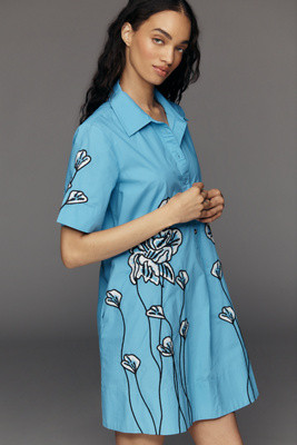 The Pollie Short-Sleeve Swing Tunic Mini Dress | Anthropologie (US)