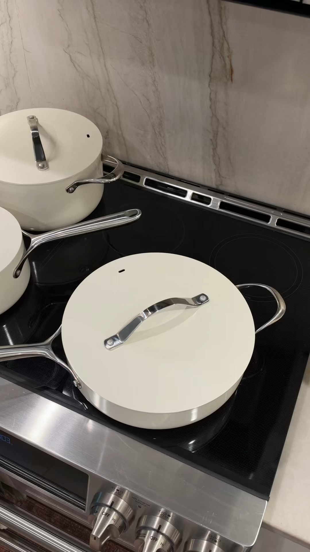 Caraway non toxic pans set is on sale right now for Amazon prime deal! I love how chic they look in our kitchen too!