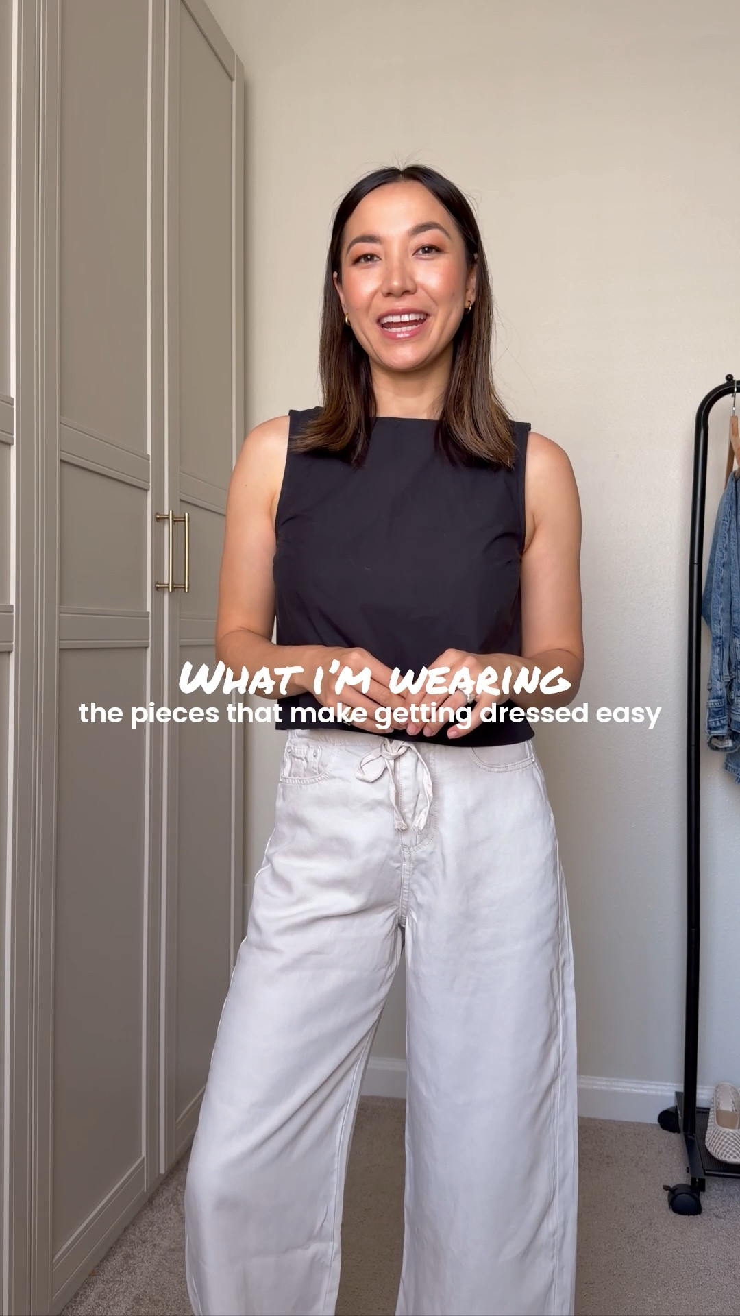 The staples I reach for that make getting dressed easy (mom of a toddler) 

Gap tank (wearing xs but small would be a better fit)
Splendind jeans xs 
CK mesh flats 