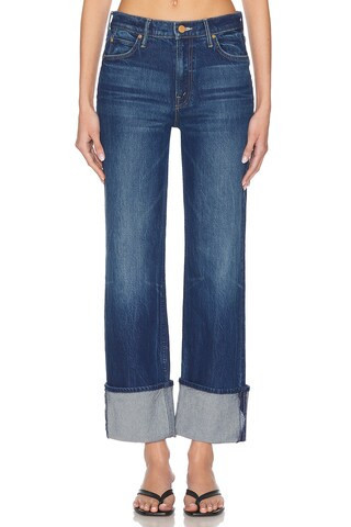 MOTHER The Checkerboard Duster Flood Cuff Jeans in Blue | FWRD 