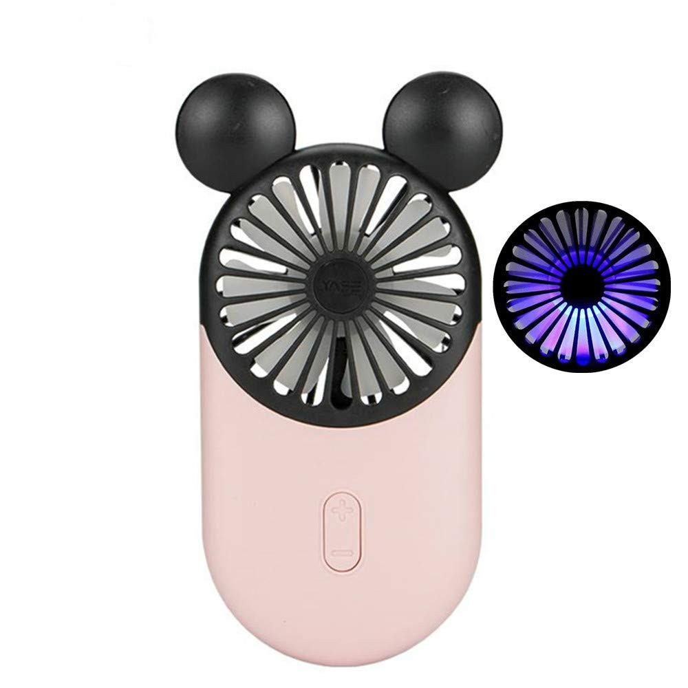 Cute Personal Mini Fan, Handheld & Portable USB Rechargeable Fan with Beautiful LED Light, 3 Adju... | Amazon (US)