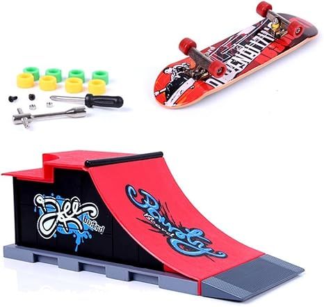 MOMSIV Mini Finger Toy Skateboard Park Ramp Kit, Fingerboard Half Pipe Ultimate Parks Training Pr... | Amazon (US)
