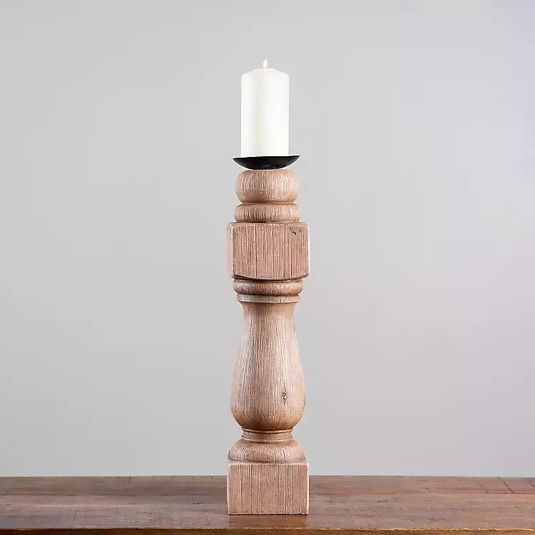 Weathered Walnut Pillar Candle Holder, 20 in. | Kirkland's Home