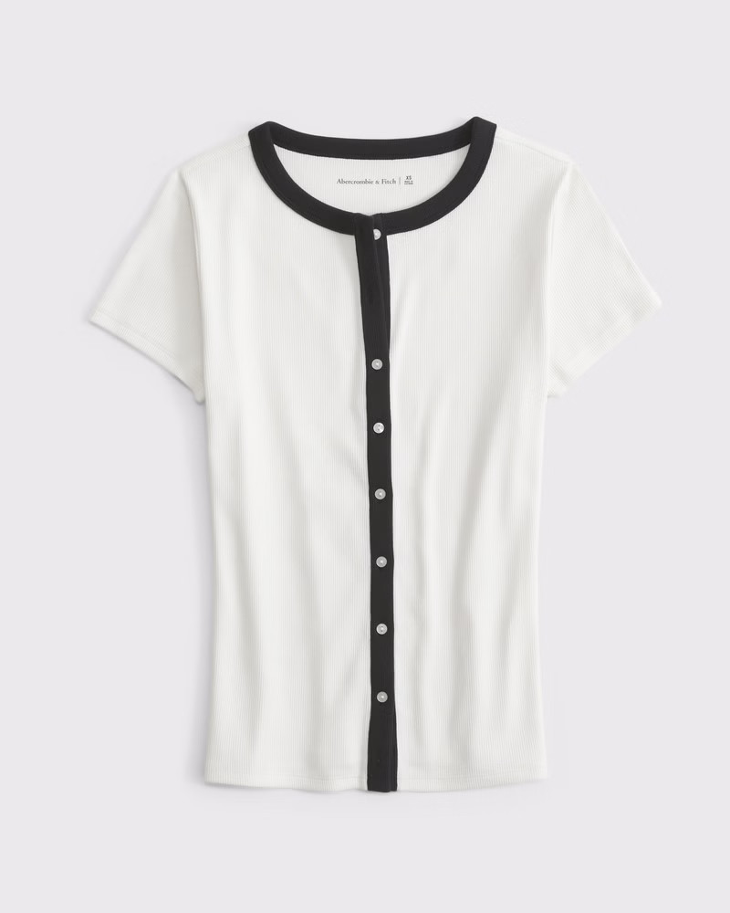 Ribbed Button-Through Top | Abercrombie & Fitch (US)