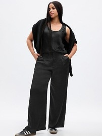 High Rise Pleated Satin Wide-Leg Trousers | Gap (US)