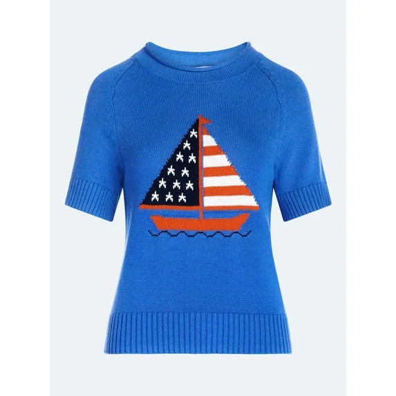 Free Assembly Women's and Women's Plus Roll Neck Cotton Sweater with Short Sleeves, Sizes XS-4X | Walmart (US)