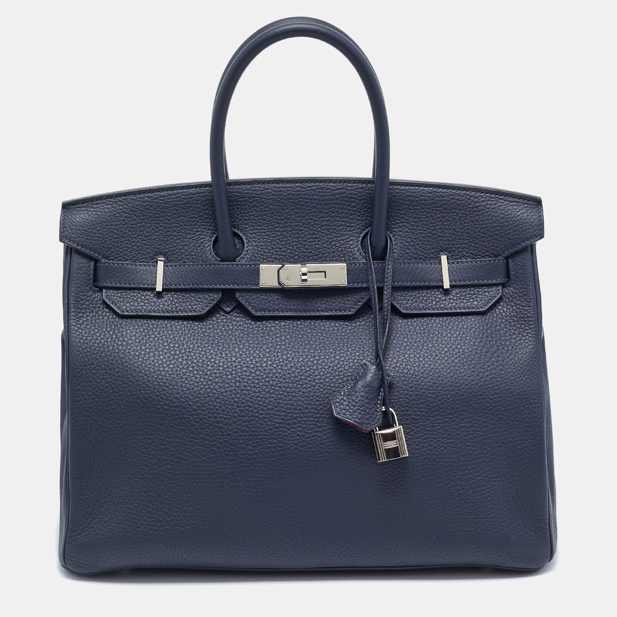Hermès Bleu Nuit/rose Pourpre Taurillon Clemence Leather Palladium Finish Birkin 35 Bag | Shop Simon