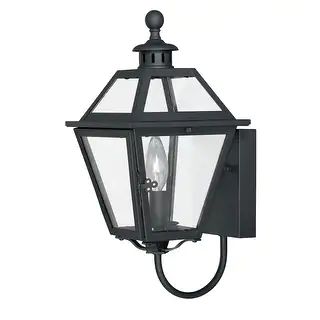 Nottingham 1 Light Black Empire Outdoor Wall Lantern Clear Glass - 7-in W x 14.75-in H x 8.25-in ... | Bed Bath & Beyond