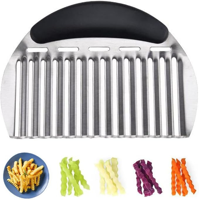 Heavy Duty Stainless Steel Large Crinkle Cutter Wavy Chopper French Fry Slicer for Potatoes Carro... | Amazon (US)