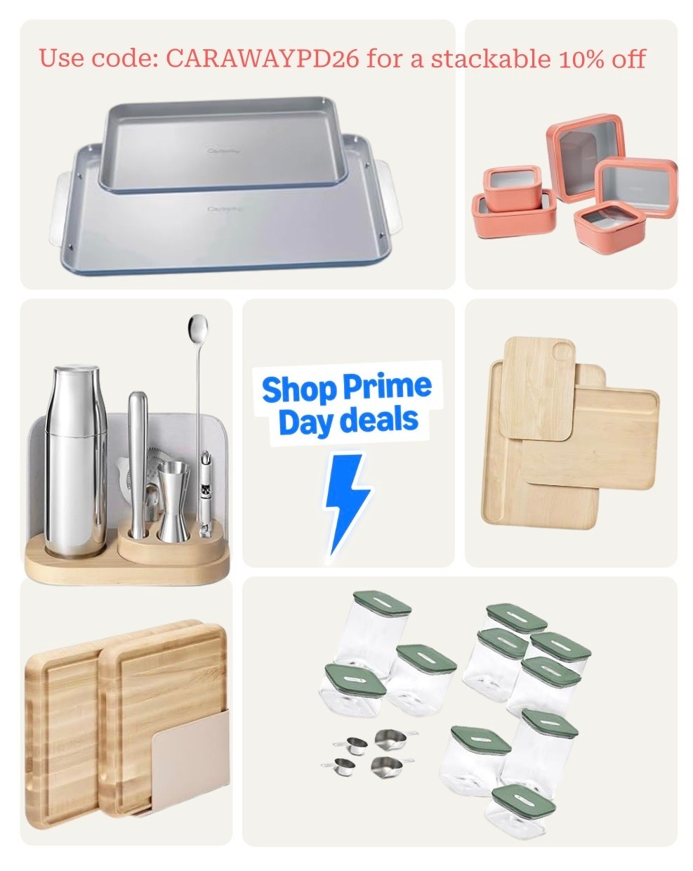 Prime Day just got even better! 🙌

If you’ve been eyeing Caraway kitchen essentials, now is the time to grab them. From cutting boards and food storage containers to baking sheets and countertop organizers, these are some of my favorite kitchen upgrades that help keep everything looking clean, organized, and functional.

And don’t forget to use code CARAWAYPD26 for an extra 10% off select Prime Day deals — yes, it stacks with eligible discounts!

I’m all about products that make everyday life a little easier, and these definitely do that. Check out my storefront to see all my favorite picks before the deals are gone!

To redeem: Click Checkout → Payment method → Enter the promo code. Once you paste in the code, you must click “apply."

#AmazonPrimeDay #PrimeDayDeals  #CarawayHome   #AmazonCreator #ltk

#LTKfoodie #LTKHome #LTKSaleAlert
