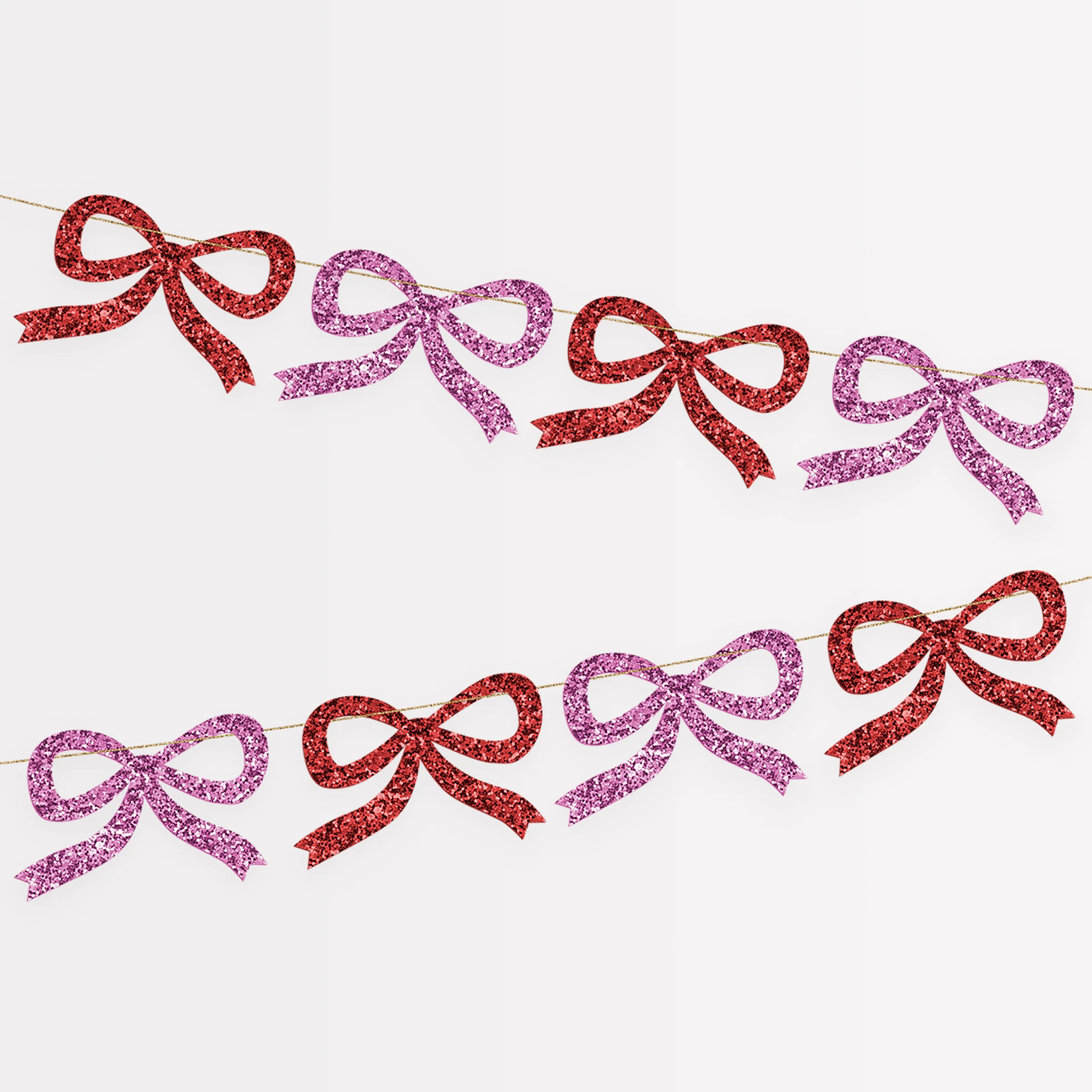 Red & Pink Glitter Bow Garland | Meri Meri