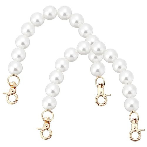 PH PandaHall Pearl Bag Straps, 2pcs 9.6 Inch Decorative Purse Extender 15mm Round White Pearl Beaded Bag Chain with Golden Swivel Clasps Replacement Straps Charms for DIY Handbag Wallet Clutch Tote | Amazon (US)