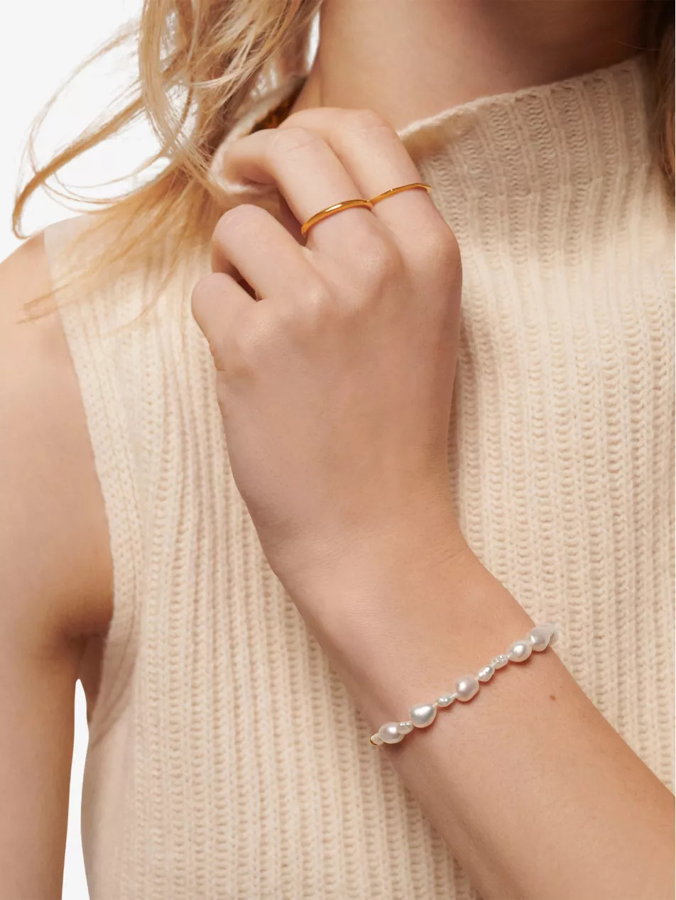 Nura supersized pearl 18ct gold-plated vermeil sterling-silver bracelet | Selfridges