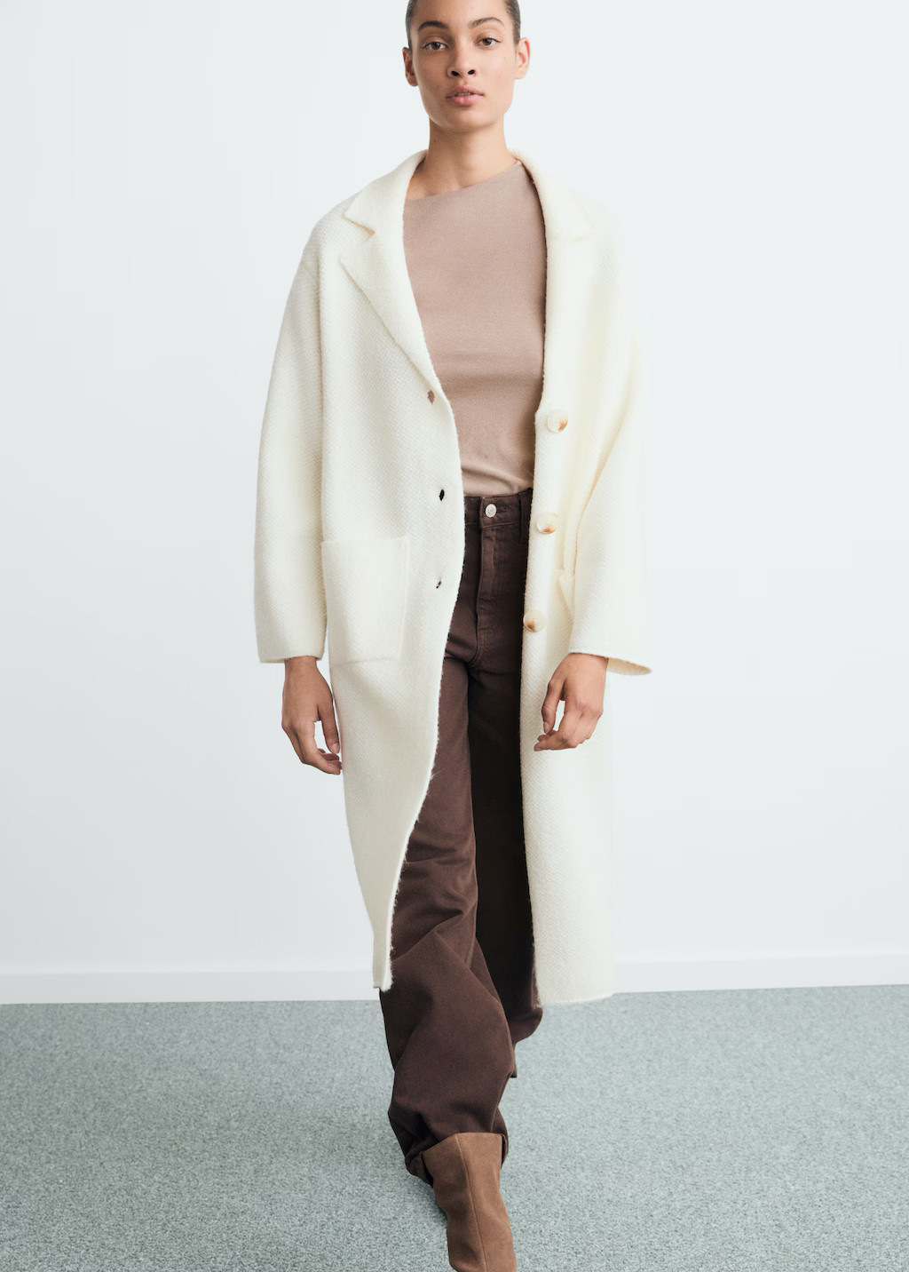 Knitted long coat | Mango (US/MX/AU)