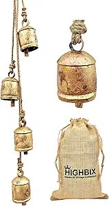 HIGHBIX Harmony 4 Cow Bells Cluster on Rope Large Rustic Vintage Lucky Cow Bells On Rope Wall Han... | Amazon (US)